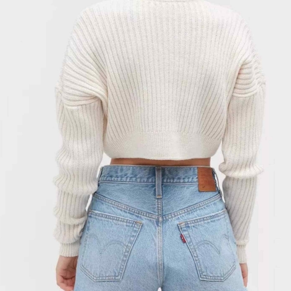 Urban Outfitters Sweaters - Urban Outfitters Cropped Ribbed Long Sleeve Chunky Knit Pullover Sweater Top EUC